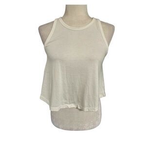 the range womens solid white crew neck crop tank top xs